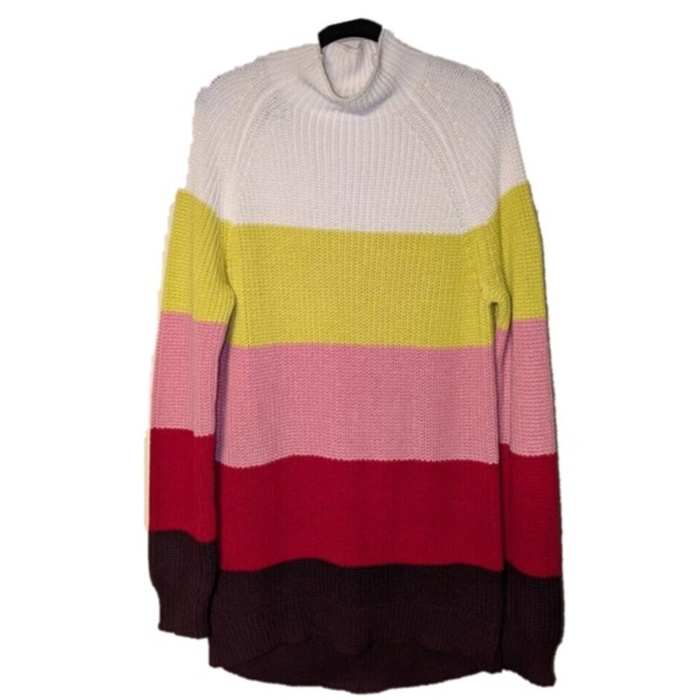 Style & Co Women Pink Colorblock Long Sleeve Pullover Sweater Size XS